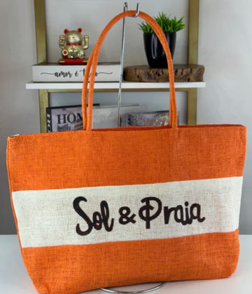 Bolsa de Palha Bicolor Grande Para Praia