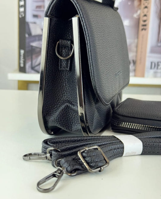 Kit Bolsa com Borda Metálica + Carteira