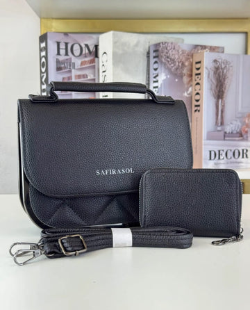 Kit Bolsa com Borda Metálica + Carteira