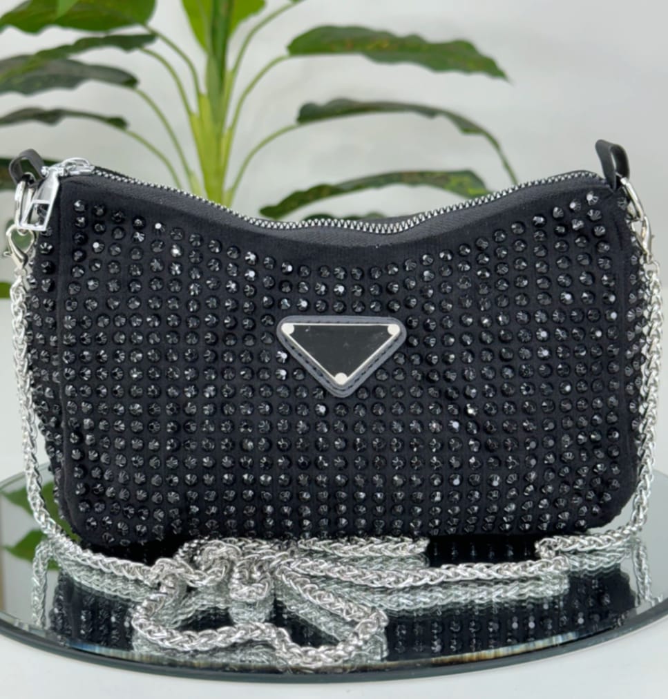 Bolsa Pequena Com Strass Brilhante