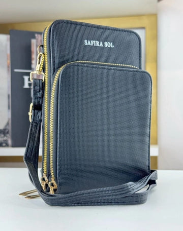 Bolsa tipo porta celular com visor traseiro