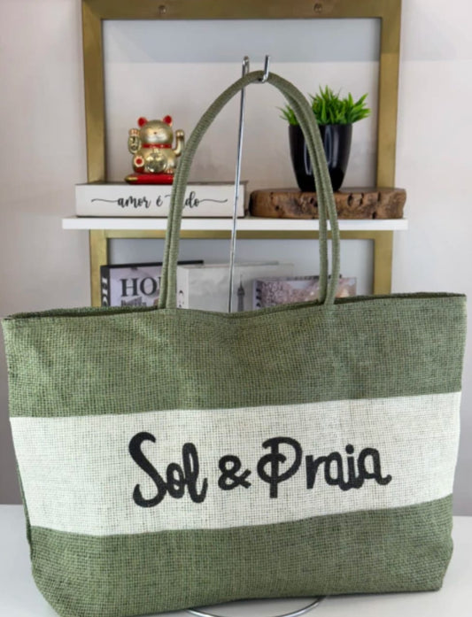 Bolsa de Palha Bicolor Grande Para Praia